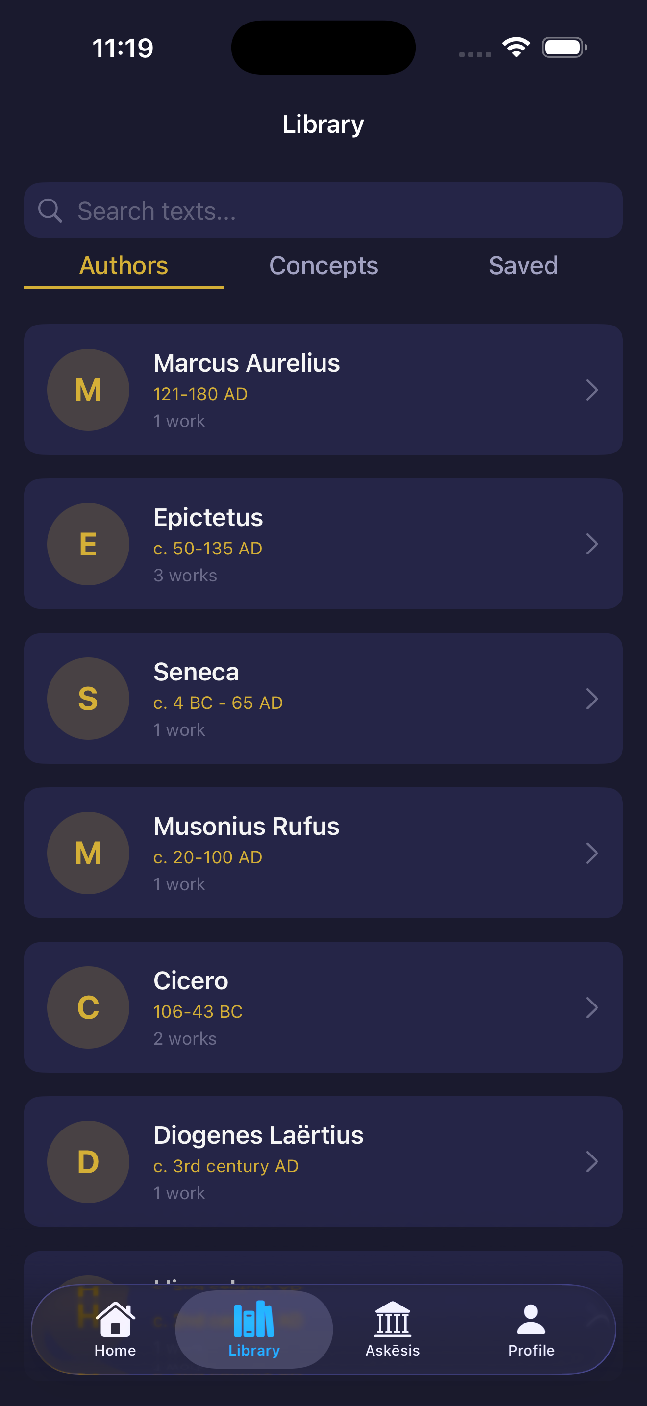 The Stoic library, browsable by author